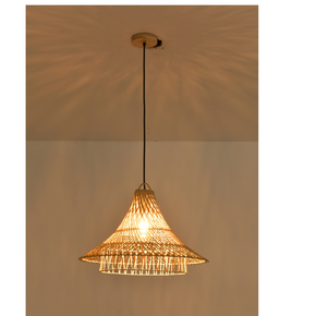 Pendente Ôtaki 45x30cm Rattan Madeira e Fibra Natural SKY-4069